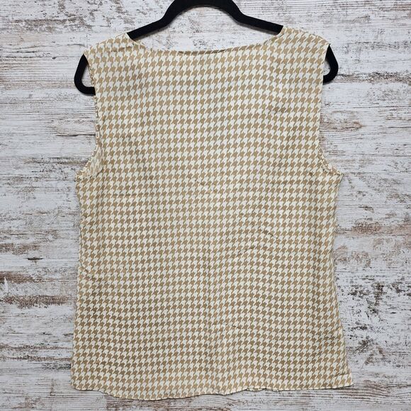 Talbots Womens Sleeveless Cowl Neck Top Size 12 Cream Tan Houndstooth NWT - Picture 3 of 9
